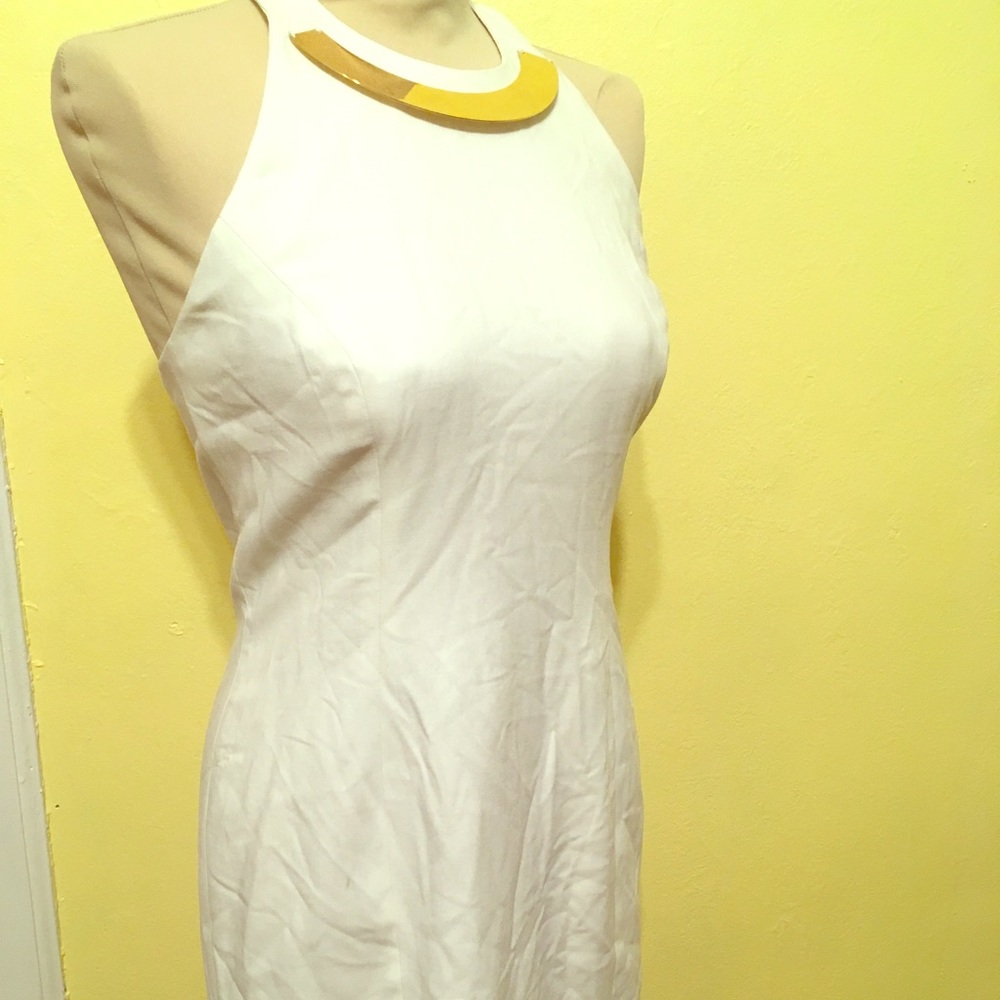 French Connection mini white dress w/ gold collar